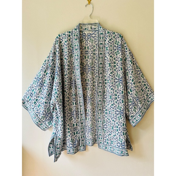 Max Studio One Size Open Kimono Swim Cover Up Tunic Floral Boho Chic - Picture 1 of 7